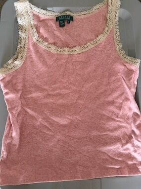 Lauren Ralph Lauren Tank Top Lace Pink Cotton Classic Shell